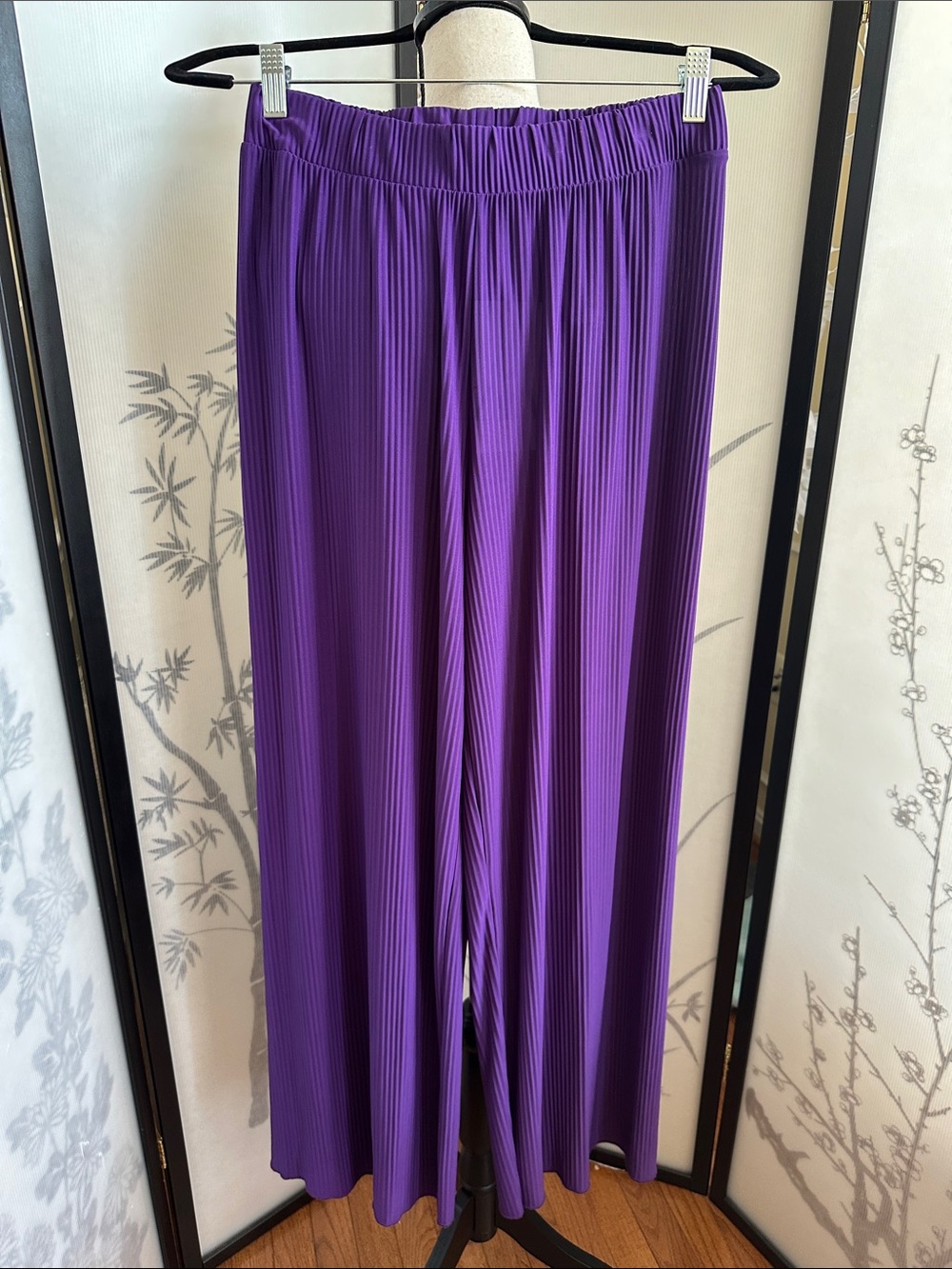 Zara Purple Pleated Wide-Leg Pants